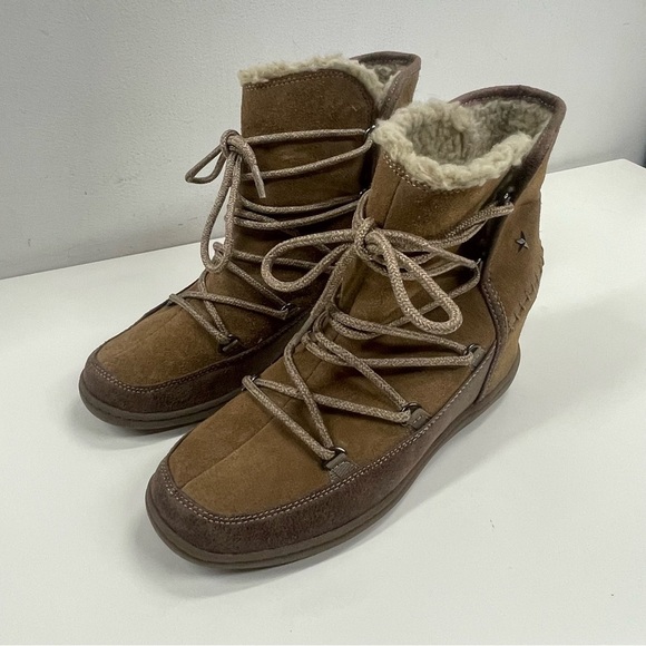 Skechers Suede Lace Up Ankle Boot Size 9 - Picture 1 of 9